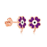 Boucles d'oreilles trèfle violet argenté